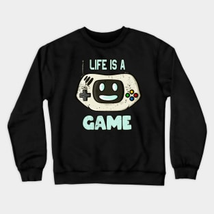 Life Is A Game Cartoon Gaming Console Face Crewneck Sweatshirt